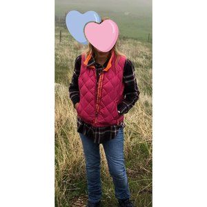Reversible Goose Down Vest Coldwater Creek Small Zipper Pockets Drawstring Pink